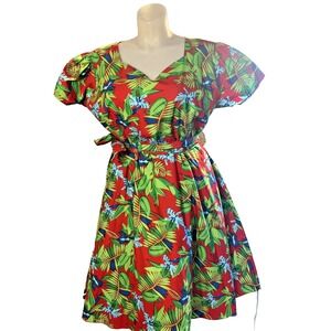 Vintage RED Floral Cottage Core Dress PLUS Size Fairy Granny 80s 90s Size 24